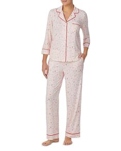 Пижамный комплект с длинными рукавами три четверти и принтом kate spade new york, цвет Pink