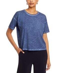 Хлопковая футболка свободного кроя с круглым вырезом Eileen Fisher, цвет Blue
