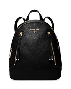 Кожаный рюкзак Brooklyn среднего размера Michael Kors, цвет Black