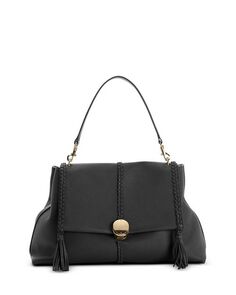 Кожаная сумка через плечо Penelope среднего размера с клапаном Chloe, цвет Black