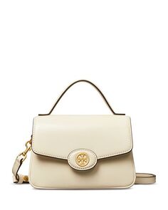 Маленькая кожаная сумка Robinson Spazzolato с верхней ручкой Tory Burch, цвет Ivory/Cream