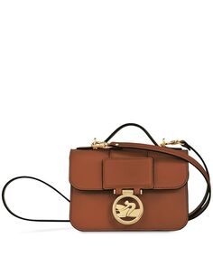 Очень маленькая кожаная сумка через плечо Box-Trot Longchamp, цвет Brown