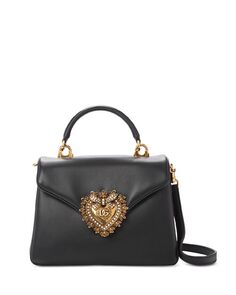 Кожаная сумка Devotion с ручкой сверху Dolce &amp; Gabbana, цвет Black