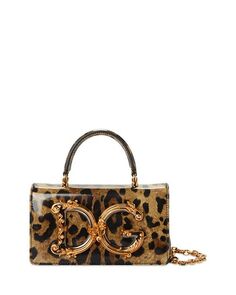 Сумка DG Girls с леопардовым принтом и верхней ручкой Dolce &amp; Gabbana, цвет Tan/Beige