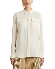 Рубашка из крепдешина Ralph Lauren, цвет Ivory/Cream
