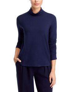 Топ приталенного кроя с водолазкой Scrunch Eileen Fisher, цвет Blue