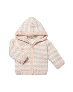 Трикотажная куртка на подкладке из шерпы в полоску для девочек — для малышей Angel Dear, цвет Pink