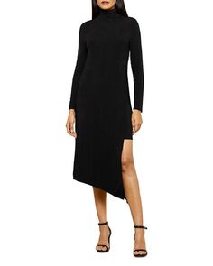 Платье Kabrina с высоким воротником и асимметричным подолом BCBGMAXAZRIA, цвет Black