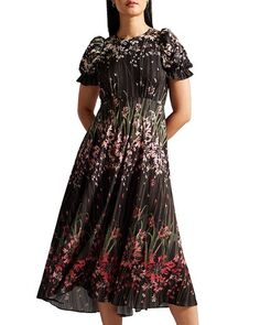 Платье миди с пышными рукавами Ted Baker, цвет Black
