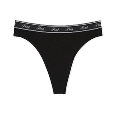 Трусы Victoria&apos;s Secret Pink Logo Cotton High-waist Thong, черный
