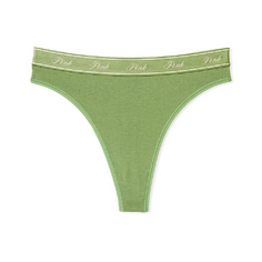 Трусы Victoria&apos;s Secret Pink Logo Cotton High-waist Thong, зеленый