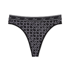 Трусы Victoria&apos;s Secret Pink Logo Cotton High-waist Thong, черный