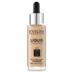 Матирующий праймер для лица Liquid Control Hd, 32 мл, 016, ванильный, бежевый, Eveline Cosmetics