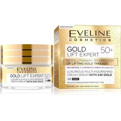 Gold Lift Expert Мультипитательный крем-сыворотка с 24-каратным золотом 50+ Крем-лифтинг для лица против морщин с витаминами A, B, D 50мл, Eveline Cosmetics