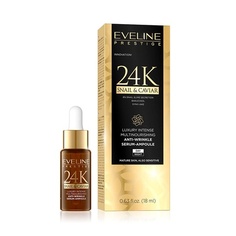 Prestige 24K Сыворотка для лица с улиткой и икрой с множеством питательных веществ 18 мл - регенерирующие свойства, Eveline Cosmetics
