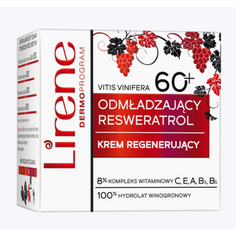 Омолаживающий регенерирующий крем 60+ с гидролатом винограда, витаминами CEA B3 B5, Lirene
