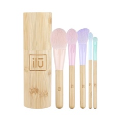 T4B Илу Бамбук! Набор из 5 кистей для макияжа с бамбуковым тюбиком для контуринга, румян, пудры, теней и растушевки — экологически чистый, отличная идея для подарка, Tb Tools For Beauty