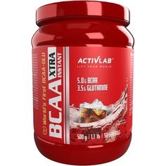 Bcaa Xtra Instant 500 г банка для тренировки, восстанавливающий порошок, аминокислоты с разветвленной цепью и глютамином, питательная сила, вкус колы, Activlab