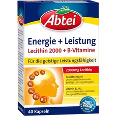 Энергия + производительность 2000 мг лецитина + 7 витаминов группы B — высокая доза — пищевая добавка для концентрации и умственной деятельности, Abtei