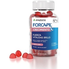 Forcapil Growth 60 жевательных конфет — высокая концентрация биотина, витаминов B и C — красные фрукты для силы, жизненной силы и блеска, Arkopharma