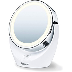 Bs49 Косметическое зеркало с подсветкой. Вращающееся зеркало для макияжа с нормальным и 5-кратным увеличением. Светодиодное косметическое зеркало с батарейным питанием. Идеально подходит для макияжа или бритья., Beurer