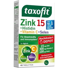 Цинк 15 + Гистидин + Витамин С + Селен 40 таблеток, Taxofit