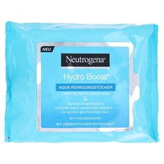 Очищающие салфетки Hydro Boost Aqua с очищающей технологией, гиалуроновой кислотой и увлажняющим кремом, 25 салфеток, Neutrogena