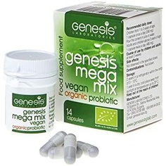 Первый веганский пробиотик Mega Mix 14 капсул со штаммами лактобактерий и бифидобактерий - Bio Organic, Genesis