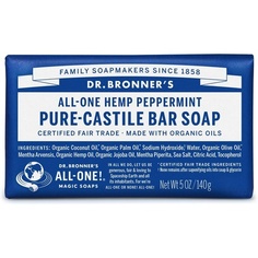 Мыло Dr Bronner&apos;S Peppermint Pure-Castile с органическими маслами и ингредиентами Fairtrade, 140 г, куски мяты перечной, 147,9 мл, Dr. Bronner&apos;S