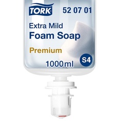 Очень мягкое пенное мыло 520701 Гипоаллергенное универсальное мыло для дозаторов S4 Премиум-качество без отдушек 1 x 1000 мл, Tork