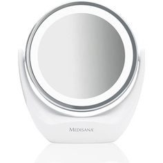 Круглое косметическое зеркало см 835 со светодиодным освещением и функцией поворота на 360° с увеличением 5X, Medisana