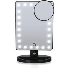 Зеркало для макияжа с 24 регулируемыми светодиодами, черное, 6X6X25см, Rio Beauty