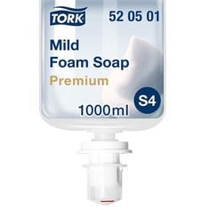 Мягкое пенистое мыло 520501 Безопасное для кожи универсальное мыло для дозаторов S4 Премиум-качество со свежим ароматом 1 X 1000 мл, Tork