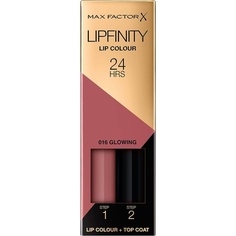 Стойкая губная помада Lipfinity Two Step Lipstick 016 Glowing Pink Lip Color + Top Coat 4.2G, Max Factor