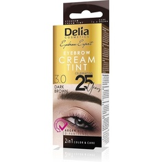 Темно-коричневая краска для бровей кремовой консистенции, длительный эффект до 15 дней — набор из 1 шт., Delia Cosmetics