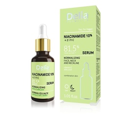 Ниацинамид 10% + цинк нормализующая сыворотка для комбинированной кожи с пятнами 30мл, Delia Cosmetics