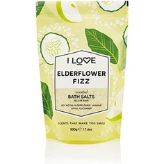 Ароматическая соль для ванн Elderflower Fizz с акб из био-воды бамбука 500 г, I Love