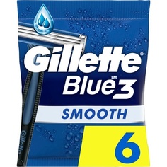 Гладкие одноразовые бритвы Blue3 для мужчин, бритва с 3 лезвиями, поворотная головка 40°, технология Comfortgel, Gillette