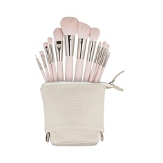 Базовый набор из 12 кистей для макияжа в розовой сумке, Ilu
