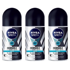 Мужской шариковый дезодорант-антиперспирант Invisible For Black &amp; White со свежим ароматом, 1,7 унции, 50 мл, Nivea