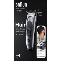 Мужская машинка для стрижки волос серии 7 с 17 настройками длины и 2 насадками-гребнями, Braun