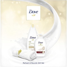 Подарочный набор Dove Nourishing Silk с кремом для душа, мылом для рук и полотенцем Dove — набор для ухода за кожей для женщин, Unilever ЮНИЛЕВЕР