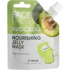 Маска с желе из авокадо, питательная и успокаивающая кожа, маска и очищающее средство 2 в 1, 60 мл, Face Facts