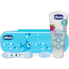 Зубная паста Клубника с фтором Зубной набор Синий, Chicco