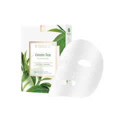 Очищающая тканевая маска для лица с зеленым чаем для проблемной кожи, 3 шт. – антиоксидантная успокаивающая чистая формула, Foreo