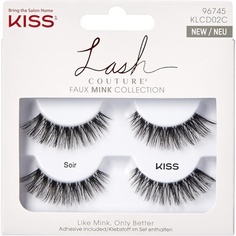 Коллекция Lash Couture из искусственной норки, 2 пары накладных ресниц Soir, ультратонкие конические синтетические накладные ресницы с клеем для ресниц, Kiss