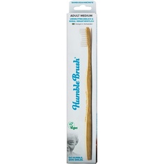 Бамбуковая зубная щетка, белая средняя щетина, биоразлагаемая, экологически чистая, веганская, рекомендована стоматологами, The Humble Co.