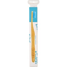 Эко-бамбуковая зубная щетка с синей щетиной, Nordics Organic Care
