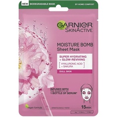 Moisture Bomb Тканевая маска с сакурой и гиалуроновой кислотой 28G – увлажняющая и восстанавливающая сияние, Garnier