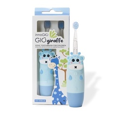 Электрическая ультразвуковая зубная щетка Giogiraffe для детей с таймером и красочной подсветкой - синяя, Innogio